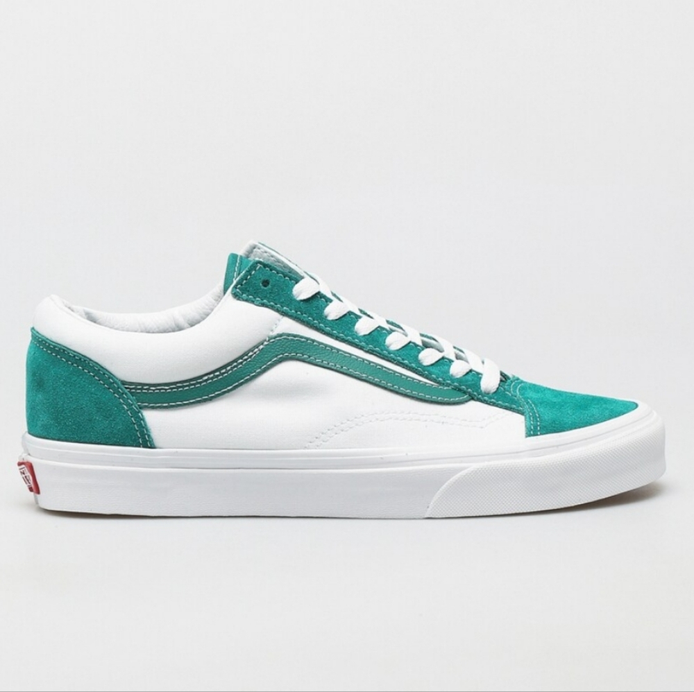 Vans Green and White Low-Top Sneakers